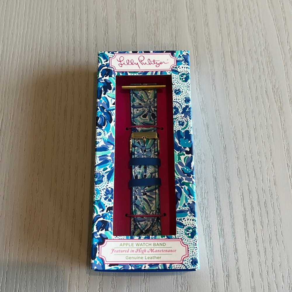 Lilly Pulitzer genuine leather Apple Watch band in “High Maintenance” print